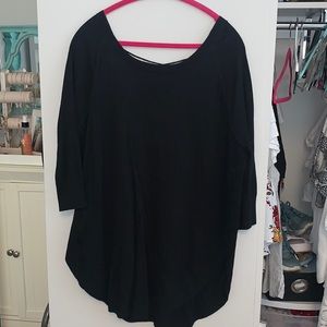 Black long sweater with crisscross backing